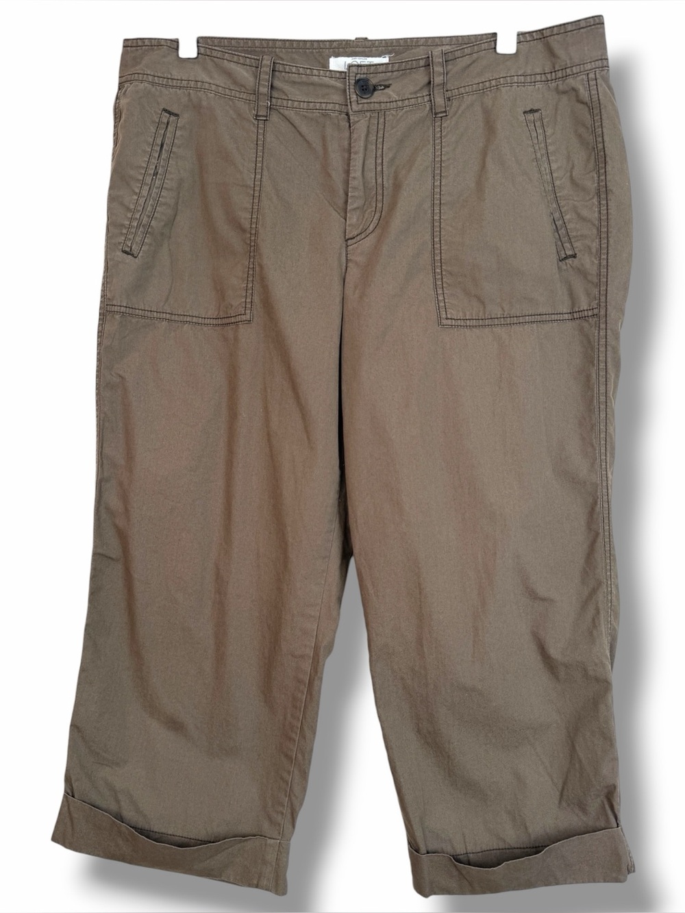 Ann Taylor LOFT Vintage Brown Tan Khaki Chino Capri Pants Cotton size 12